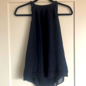 Navy blue silk sleeveless blouse